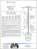 Technical drawing and specifications for EMT-CRC by Badger Industries on a white background.