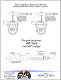 Technical diagram of threaded rod fitment options for Badger Industries MDH1258 No-Drill Hanger.