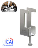 SBC158L Steel Beam Clamp Metal clamping device with Badger Industries logo and HCAI pre-approved label on a white background