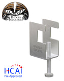 SBC158 Steel Beam Clamp metal clamp with Badger Industries logo and HCAI pre-approved label on a white background